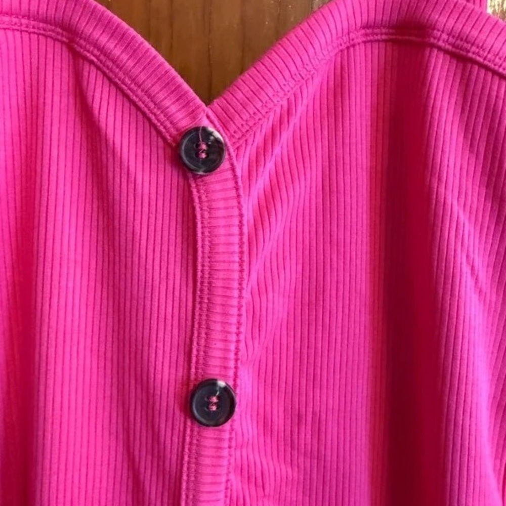 Hot Pink Button-Front Women's Sundress - Picture 2 of 5